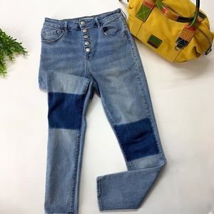 PacSun Super High-Rise Skinniest Patch Button Fly Medium Wash Jeans